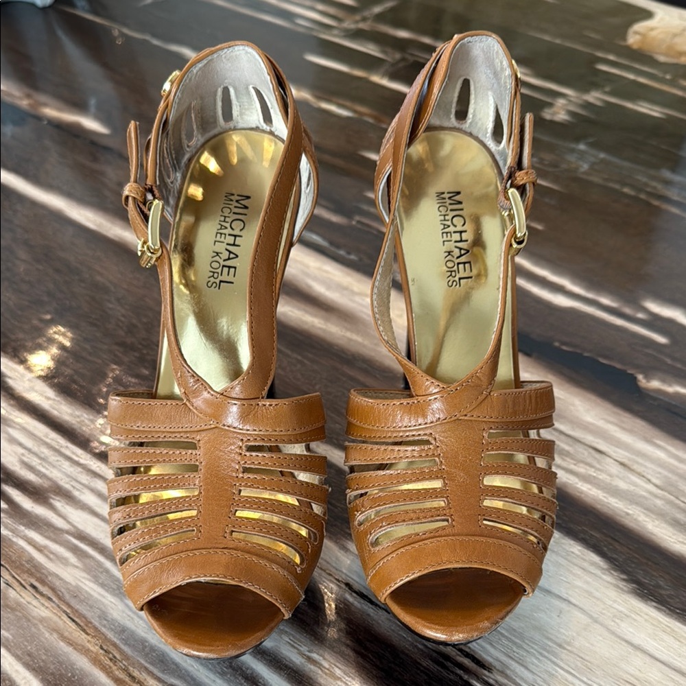 Michael Kors Brown Leather Platform Heels